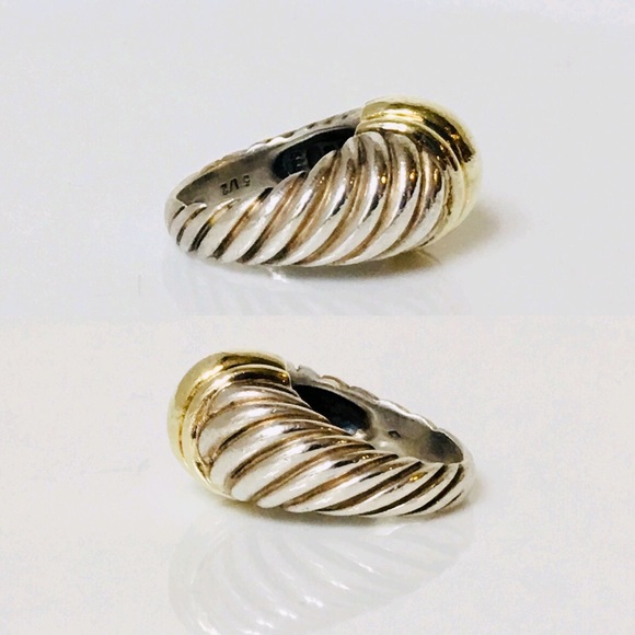 David Yurman Sterling & 14k Gold Cable Dome Ring - Picture 4 of 8